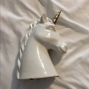 Gold and white unicorn statue